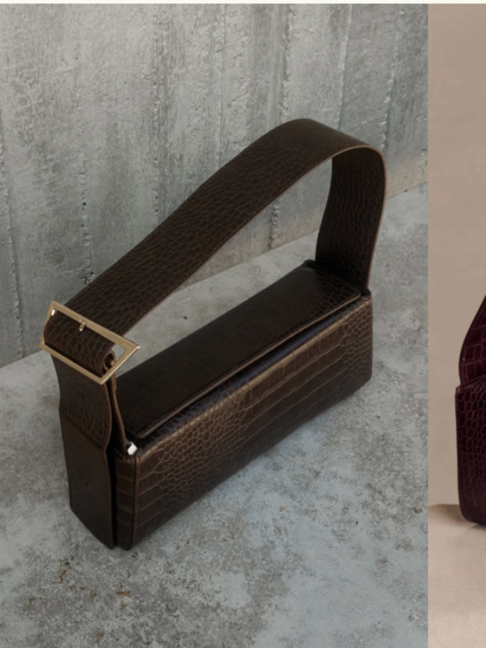 NWOT - Maria Faux Leather Crocodile Shoulder Bag (Chocolate)